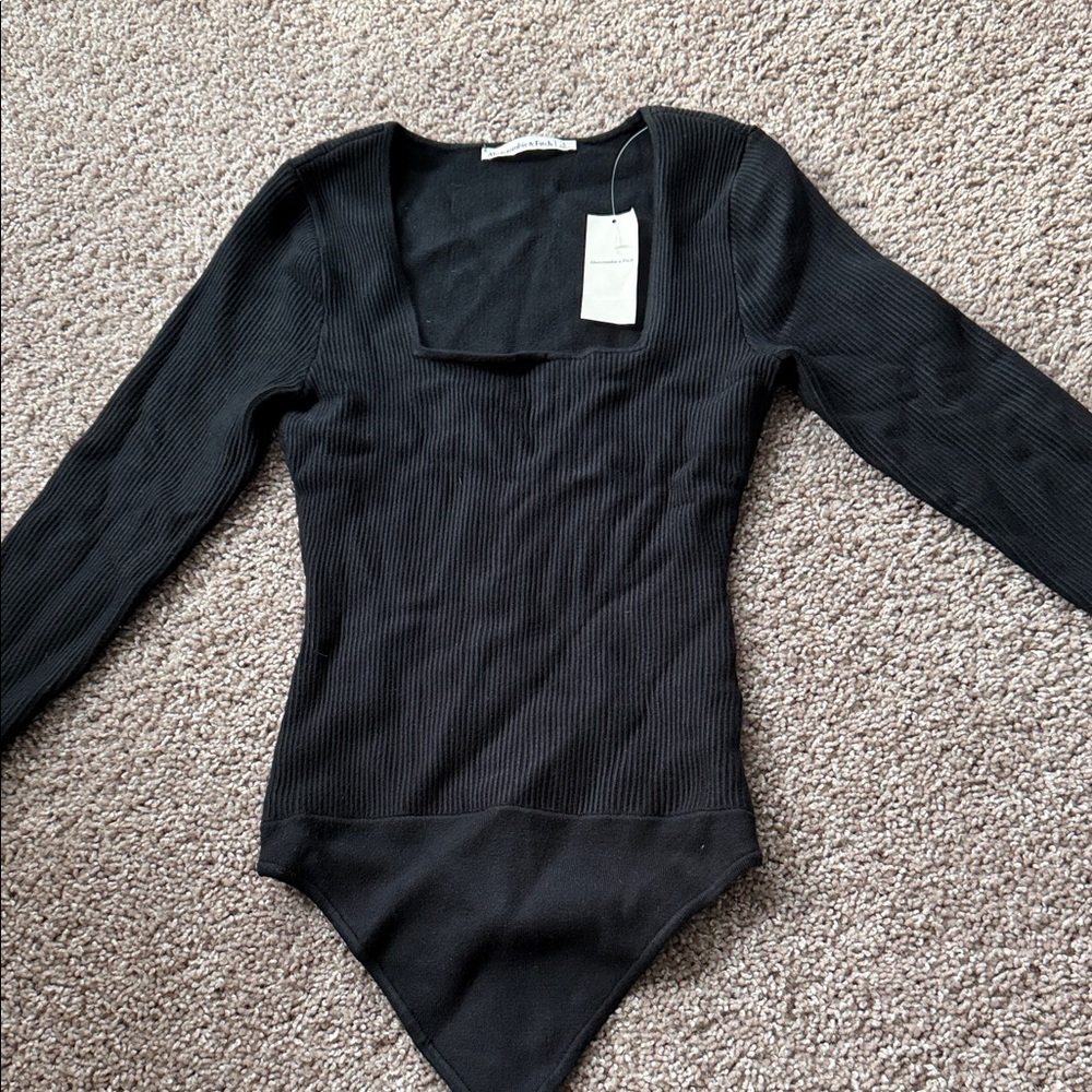 Abercrombie & Fitch Black Ribbed Bodysuit